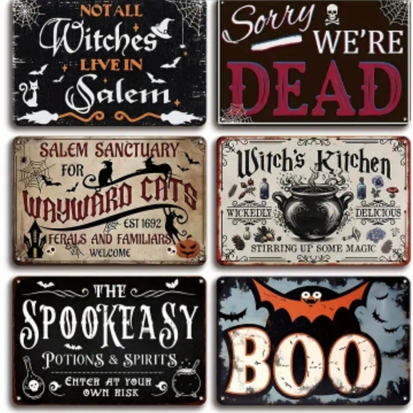 NWT BOO 8x12 Tin Halloween Decor Sign - Picture 2 of 3